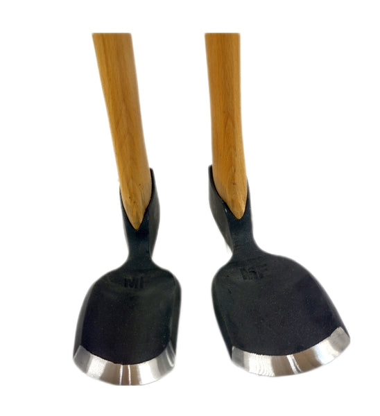 Set of 2 woodcarving adzes small and big curved inside bevels
