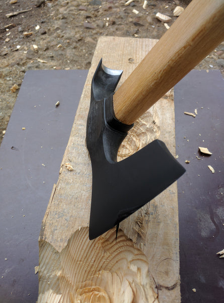 Elegant small bearded hatchet / axe combined with curved adze blade - bowl makers tool- rare!!!