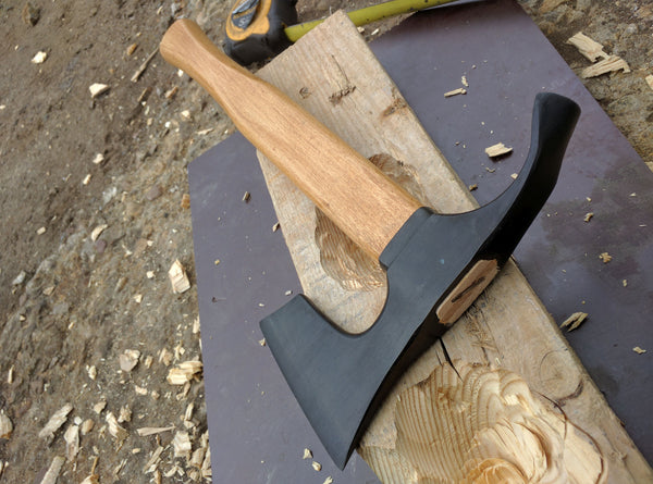 Elegant small bearded hatchet / axe combined with curved adze blade - bowl makers tool- rare!!!