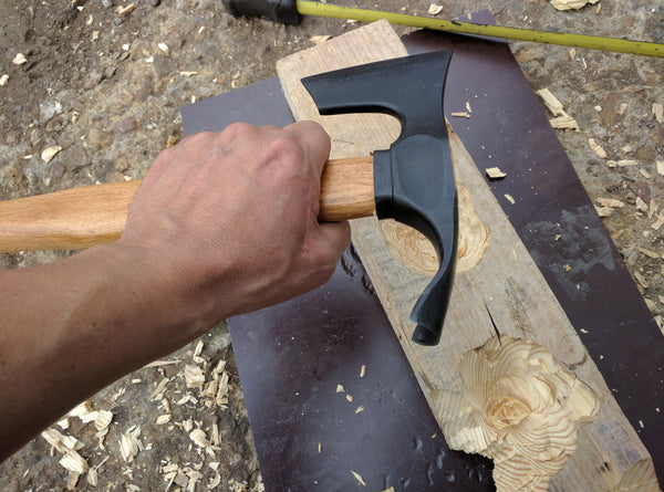 Elegant small bearded hatchet / axe combined with curved adze blade - bowl makers tool- rare!!!