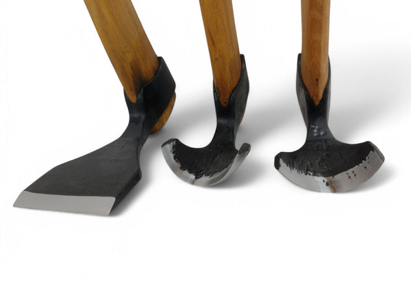Set of 3 wood carving woodworking bowl adze tools - straight - big - small curved adze